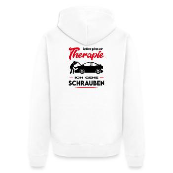 Automechaniker KFZ Mechaniker Schrauber Beruf - Unisex Premium Bio Zip Hoodie - Weiß - Hinten - Thijin (182cm)