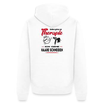 Frisör Frisörin Friseuse Haare schneiden Beruf - Unisex Premium Bio Zip Hoodie - Weiß - Hinten - Thijin (182cm)