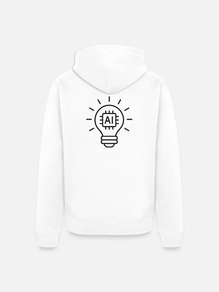 KI-Innovation Glühbirnen-Linien-Symbol - Unisex Premium Bio Zip Hoodie - Weiß