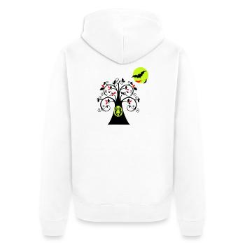 Baum mit Eule Halloween - Unisex Premium Bio Zip Hoodie - Weiß - Hinten - Thijin (182cm)