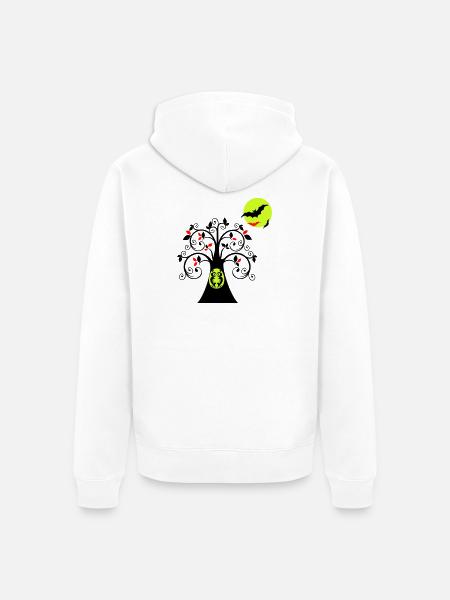 Baum mit Eule Halloween - Unisex Premium Bio Zip Hoodie - Weiß