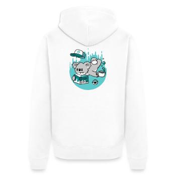 Drop Bear Descending: Eine Studie zum Multitasking - Unisex Premium Bio Zip Hoodie - Weiß - Hinten - Thijin (182cm)