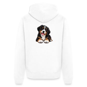 Berner Sennenhund Welpe - Unisex Premium Bio Zip Hoodie - Weiß - Hinten - Thijin (182cm)