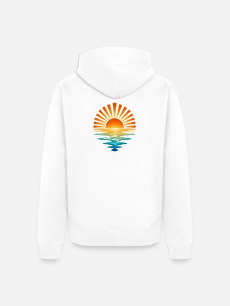 Sonnenaufgang am Wasser - Unisex Premium Bio Zip Hoodie - Weiß