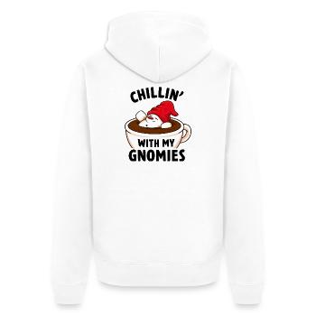 Chillin mit GNOMIES Becher - Unisex Premium Bio Zip Hoodie - Weiß - Hinten - Thijin (182cm)
