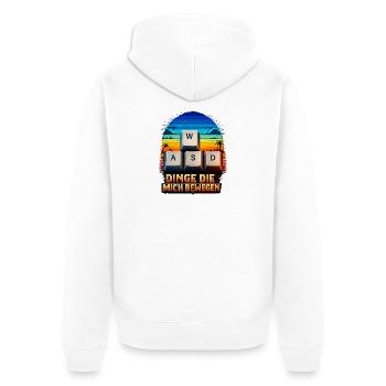 WASD Gaming Bewegung: Dinge Die Mich Bewegen - Unisex Premium Bio Zip Hoodie - Weiß - Hinten - Thijin (182cm)