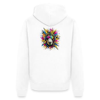 Pop Art Schimpanse - Unisex Premium Bio Zip Hoodie - Weiß - Hinten - Thijin (182cm)