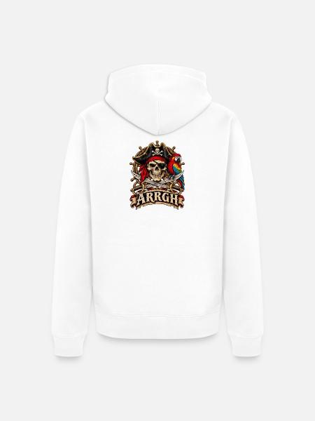 Piratenschädel mit Papagei ARRGH - Unisex Premium Bio Zip Hoodie - Weiß