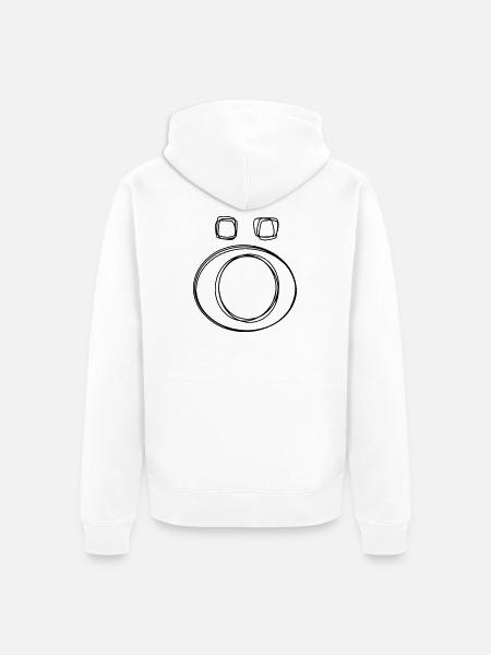 Buchstabe Ö handgezeichnet - Unisex Premium Bio Zip Hoodie - Weiß