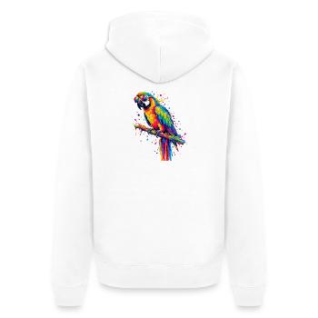 Regenbogenpapagei mit Sonnenbrille - Unisex Premium Bio Zip Hoodie - Weiß - Hinten - Thijin (182cm)