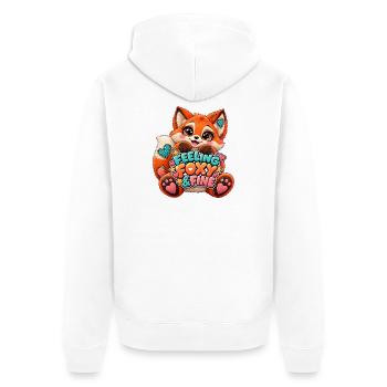 Feeling Foxy & Fine Patchwork Fox - Unisex Premium Bio Zip Hoodie - Weiß - Hinten - Thijin (182cm)