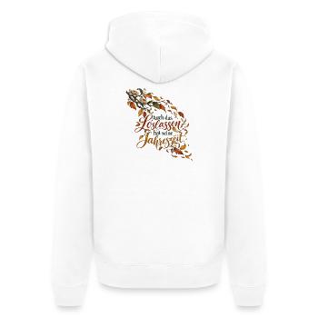 Loslassen im Herbst - Unisex Premium Bio Zip Hoodie - Weiß - Hinten - Thijin (182cm)