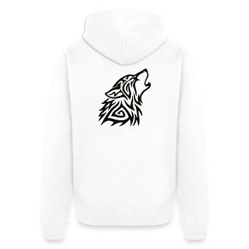 Stammeswolf heulen - Unisex Premium Bio Zip Hoodie - Weiß - Hinten - Thijin (182cm)