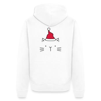 Katze Nikolaus Weihnachtsmann Mütze Weihnachten - Unisex Premium Bio Zip Hoodie - Weiß - Hinten - Thijin (182cm)