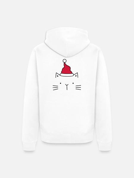Cat Santa Claus Christmas hat Christmas - Unisex Premium Organic Zip Hoodie - white