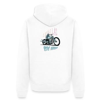 Raide Hard dark background - Unisex Premium Bio Zip Hoodie - Weiß - Hinten - Thijin (182cm)