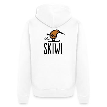 Skiwi funny kiwi New Zealand bird ski cartoon - Unisex Premium Organic Zip Hoodie - white - Back - Thijin (182cm)