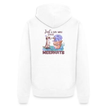 Juste une fille qui aime les suricates | Suricate - Veste à capuche bio Premium Unisexe - blanc - Dos - Thijin (182cm)