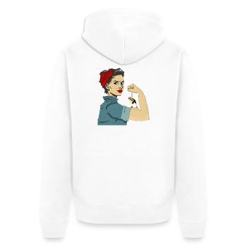 STRONG WOMEN - Unisex Premium Organic Zip Hoodie - white - Back - Thijin (182cm)