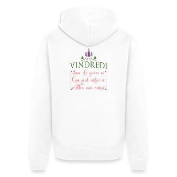 Vindredi jour de grâce où l'on se met une caisse - Veste à capuche bio Premium Unisexe - blanc - Dos - Thijin (182cm)