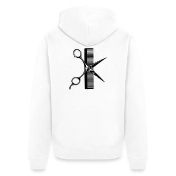 Peigne à ciseaux - Veste à capuche bio Premium Unisexe - blanc - Dos - Thijin (182cm)