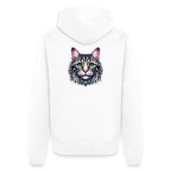 Cat - Unisex Premium Organic Zip Hoodie - white - Back - Thijin (182cm)