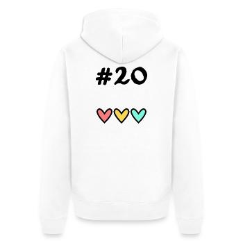 20. 20 ANS. 20e ANNIVERSAIRE. ANNIVERSAIRE 20 ANS. - Veste à capuche bio Premium Unisexe - blanc - Dos - Thijin (182cm)