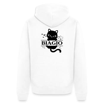Biagio t-shirt t-shirt cat Katze cat chat - Unisex Premium Organic Zip Hoodie - white - Back - Thijin (182cm)