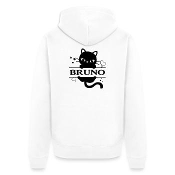 t-shirt Bruno chat t-shirt chat gat idée cadeau - Veste à capuche bio Premium Unisexe - blanc - Dos - Thijin (182cm)