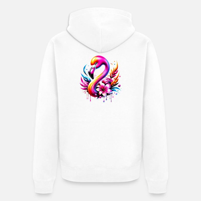 Flamingo - Unisex Premium Bio Zip Hoodie - Weiß