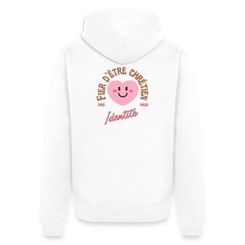 Cœur positif avec message d'amour et paix - Veste à capuche bio Premium Unisexe - blanc - Dos - Thijin (182cm)