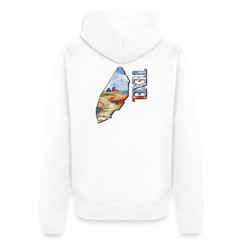 Watercolour map of Texel - Unisex Premium Organic Zip Hoodie - white - Back - Thijin (182cm)