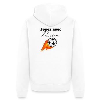 Jouez avec passion - Veste à capuche bio Premium Unisexe - blanc - Dos - Thijin (182cm)