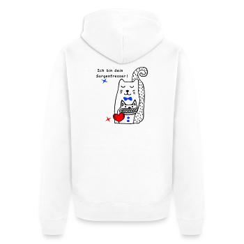 Chat mangeur d’inquiétude - Veste à capuche bio Premium Unisexe - blanc - Dos - Thijin (182cm)