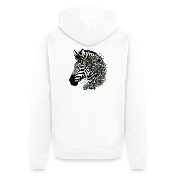 Zebra - Unisex Premium Bio Zip Hoodie - Weiß - Hinten - Thijin (182cm)