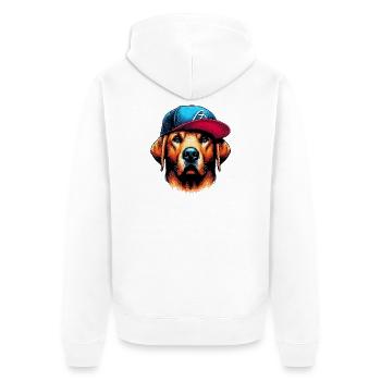Hund - Unisex Premium Bio Zip Hoodie - Weiß - Hinten - Thijin (182cm)