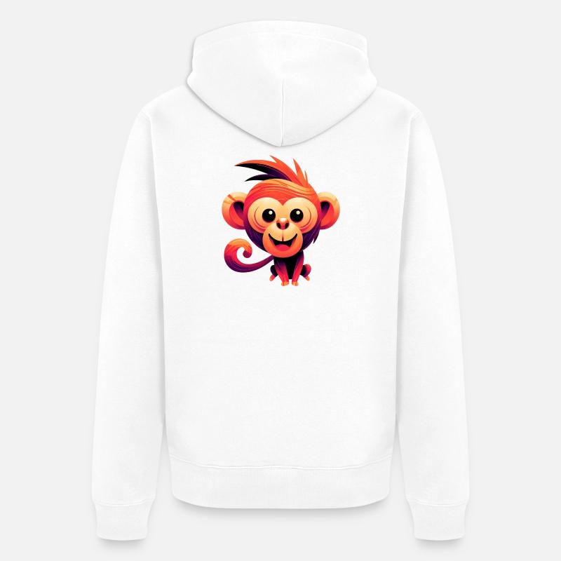 Singe - Veste à capuche bio Premium Unisexe - blanc