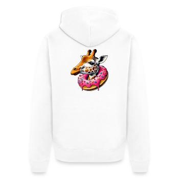 Funny Eye Candy - Girafe avec beignet - Veste à capuche bio Premium Unisexe - blanc - Dos - Thijin (182cm)