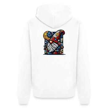 Gnom - Unisex Premium Bio Zip Hoodie - Weiß - Hinten - Thijin (182cm)