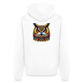 Eule - Unisex Premium Bio Zip Hoodie - Weiß - Hinten - Thijin (182cm)