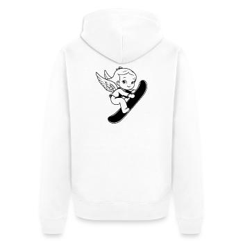 Snowboard Angel - Unisex Premium Organic Zip Hoodie - white - Back - Thijin (182cm)