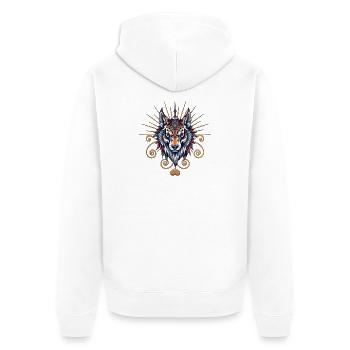 Atemberaubender Wolfskopf - Unisex Premium Bio Zip Hoodie - Weiß - Hinten - Thijin (182cm)