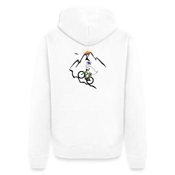 Mountainbike Ziege - Unisex Premium Bio Zip Hoodie - Weiß - Hinten - Thijin (182cm)