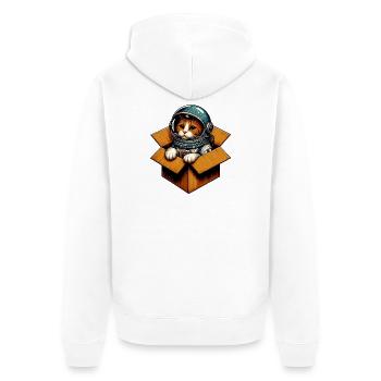 Astronaut Katze - Unisex Premium Bio Zip Hoodie - Weiß - Hinten - Thijin (182cm)