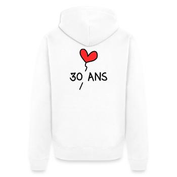 30. 30 YEARS. 30th ANNIVERSARY. 30 YEARS ANNIVERSARY. - Unisex Premium Organic Zip Hoodie - white - Back - Thijin (182cm)