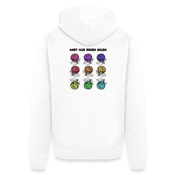 Andy war Rosen holen - Unisex Premium Bio Zip Hoodie - Weiß - Hinten - Thijin (182cm)