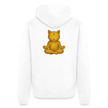 Yoga Katze - Unisex Premium Bio Zip Hoodie - Weiß - Hinten - Thijin (182cm)