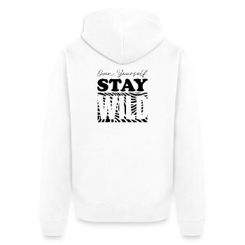 Besitze dich selbst und bleib wild - Unisex Premium Bio Zip Hoodie - Weiß - Hinten - Thijin (182cm)