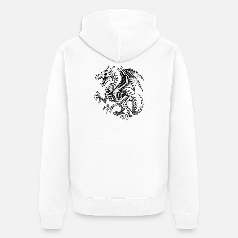 Illustration de squelette de dragon céleste - Veste à capuche bio Premium Unisexe - blanc