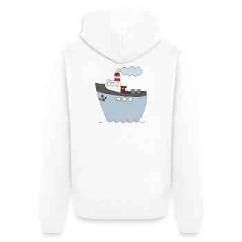 Playful ship design for children's clothing - Unisex Premium Organic Zip Hoodie - white - Back - Thijin (182cm)